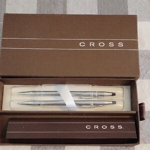 Iconic Cross Silver Pen Set..slim Bodied Design